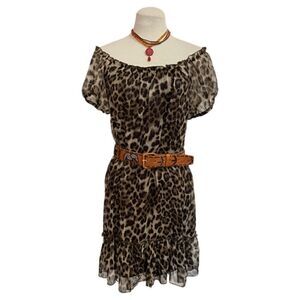 Pinky Leopard print shift Dress Size L